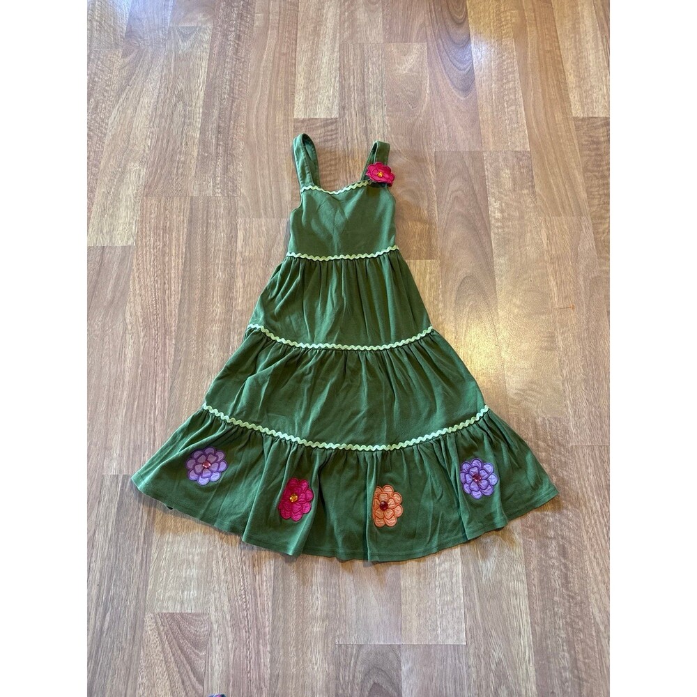 GYMBOREE Girls tiered cross back floral appliqué dress 100% cotton